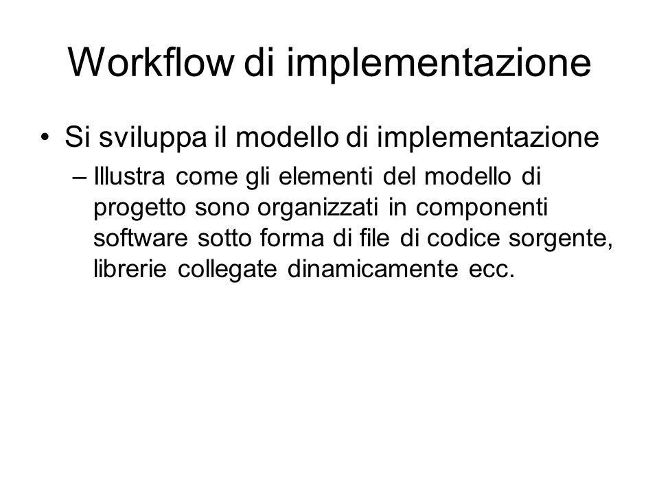 Workflow di implementazione