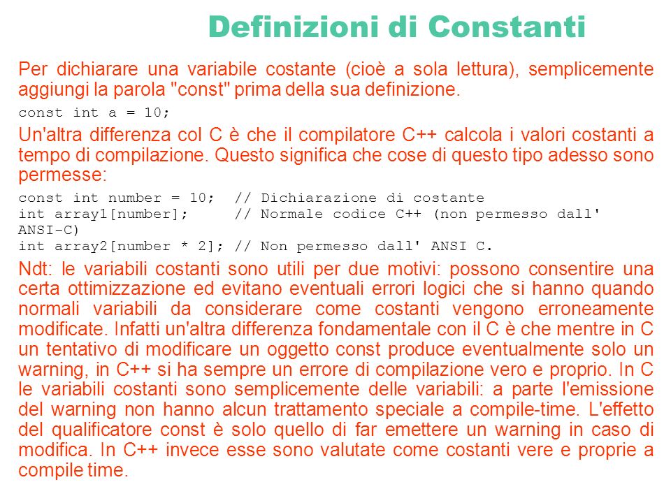 Definizioni di Constanti