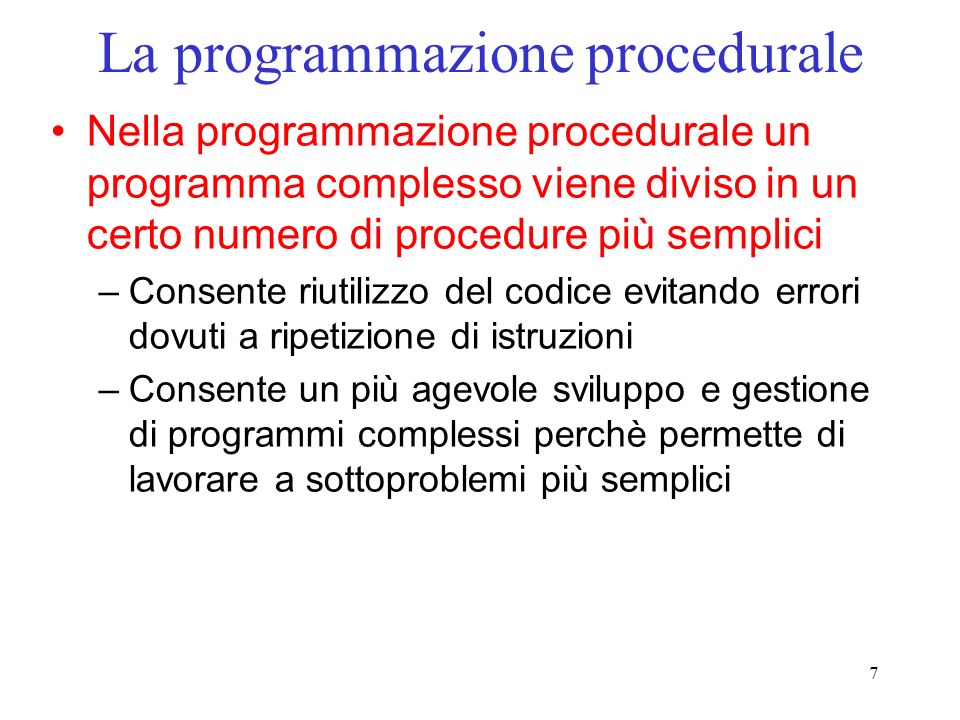 La programmazione procedurale