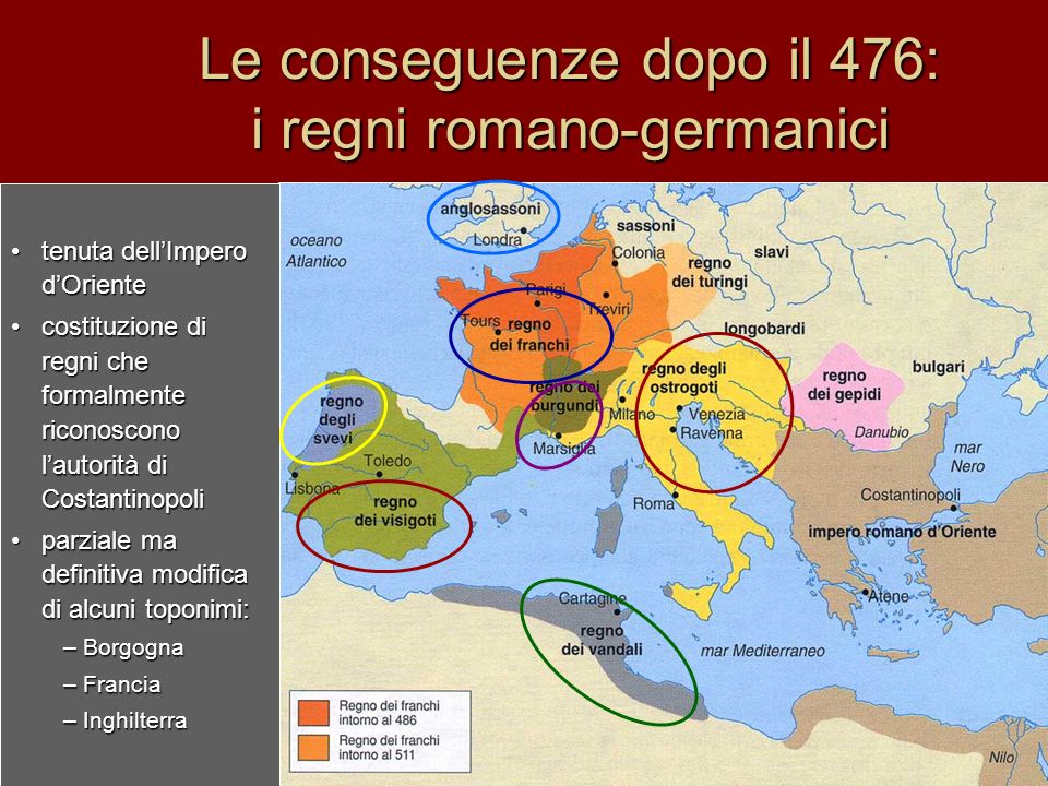 Le conseguenze dopo il 476: i regni romano-germanici