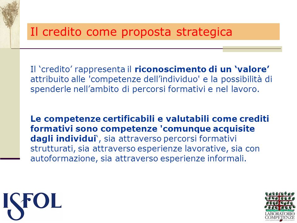 Il credito come proposta strategica