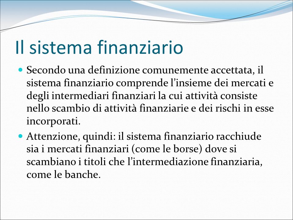 Il sistema finanziario