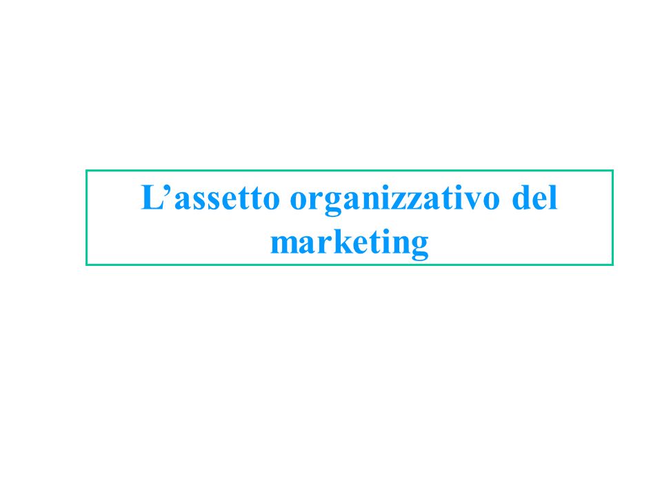 L’assetto organizzativo del marketing