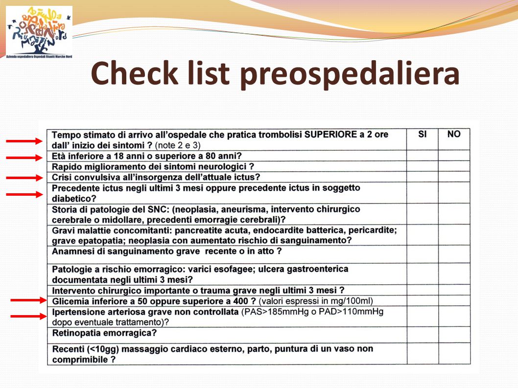 Check list preospedaliera