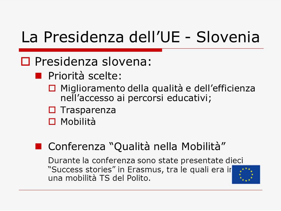La Presidenza dell’UE - Slovenia