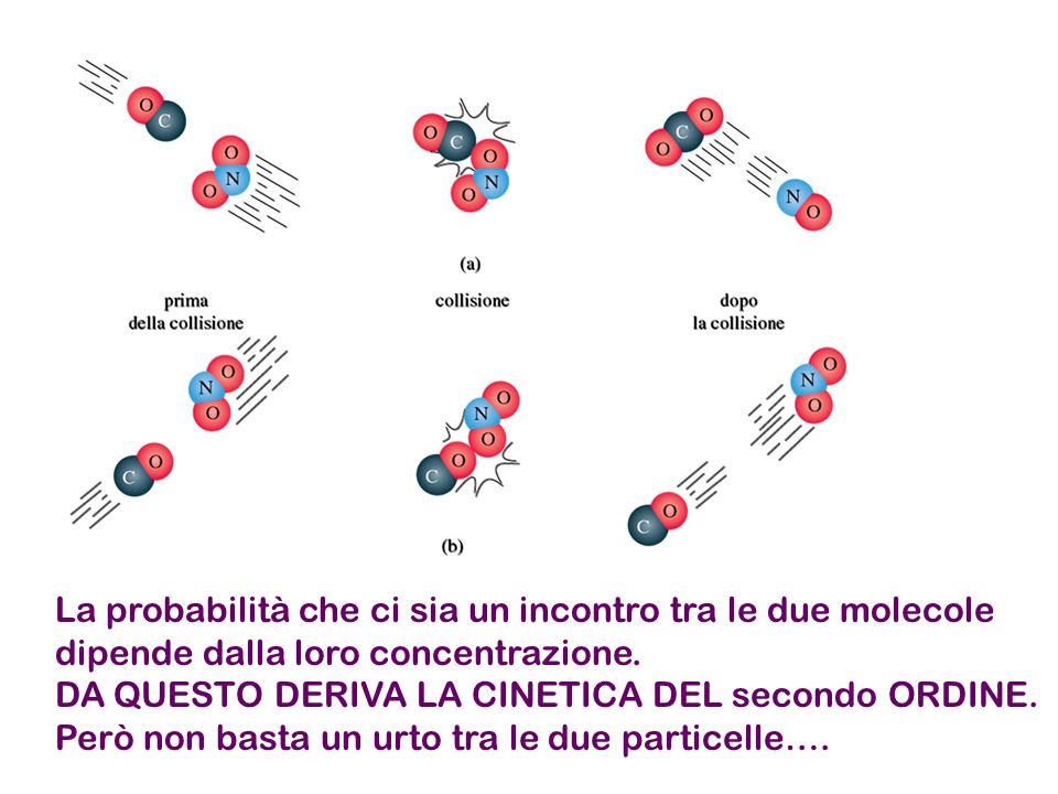 La probabilità che ci sia un incontro tra le due molecole dipende dalla loro concentrazione.