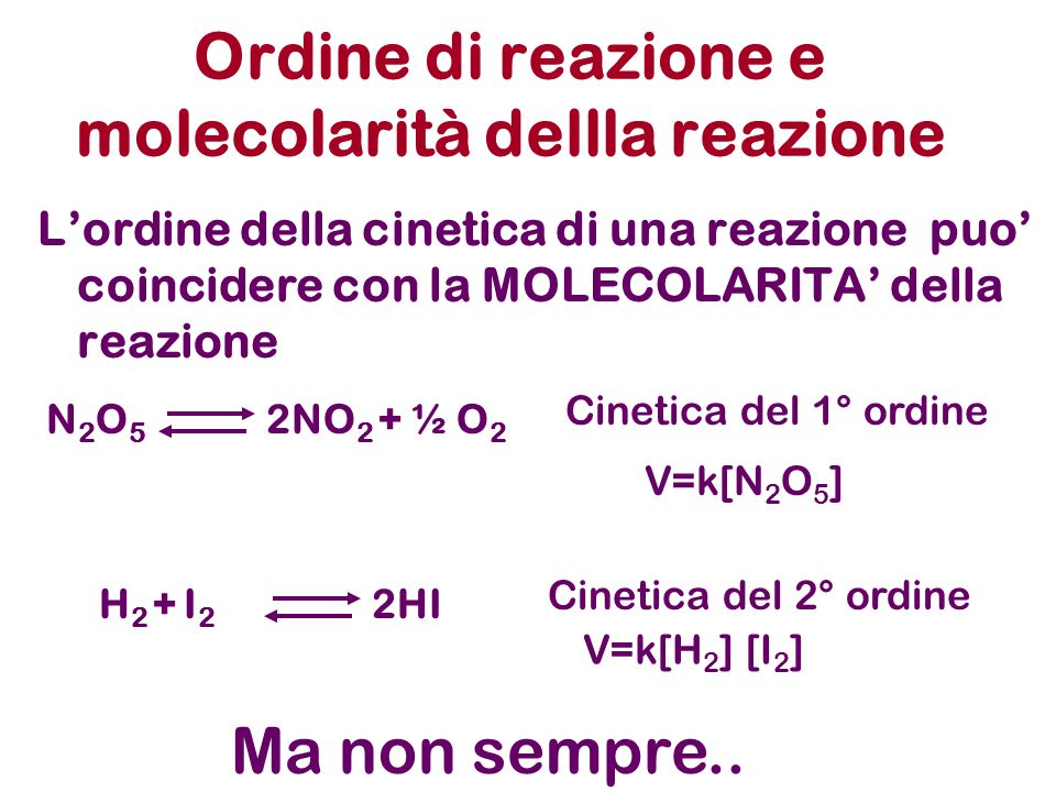 Ordine di reazione e molecolarità dellla reazione