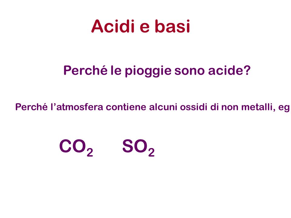 Acidi e basi CO2 SO2 Perché le pioggie sono acide