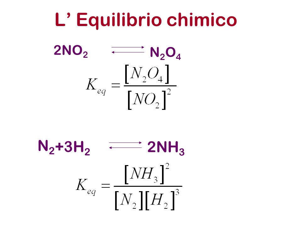L’ Equilibrio chimico 2NO2 N2O4 N2 +3H2 2NH3