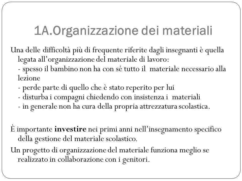 1A.Organizzazione dei materiali
