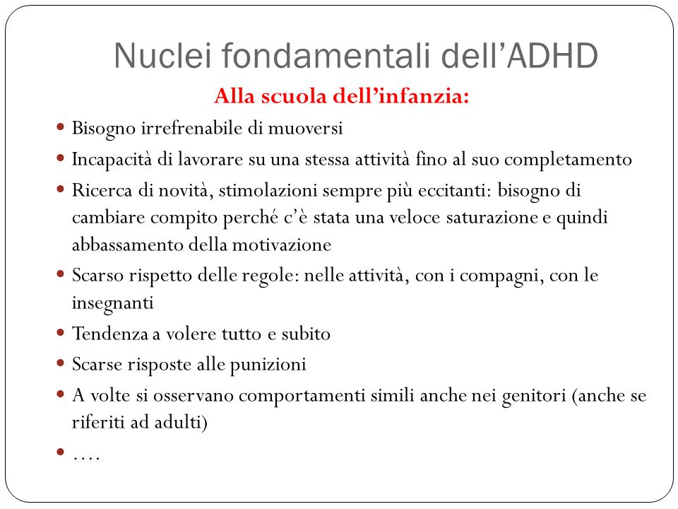 Nuclei fondamentali dell’ADHD