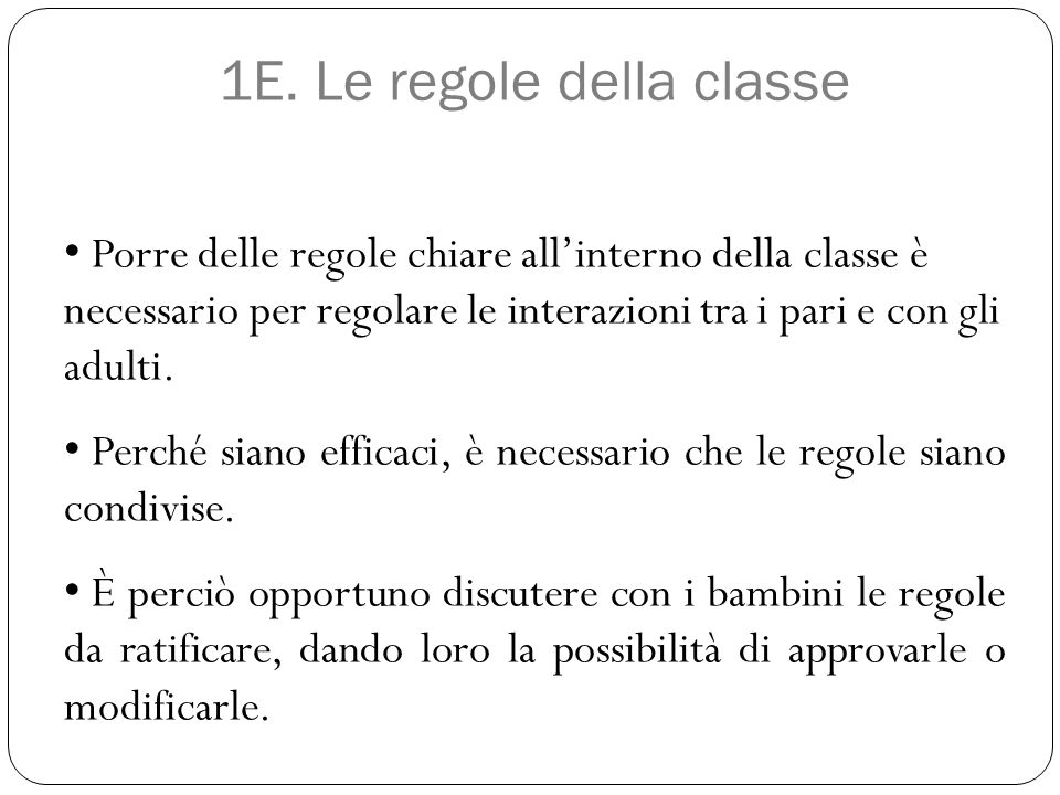 1E. Le regole della classe