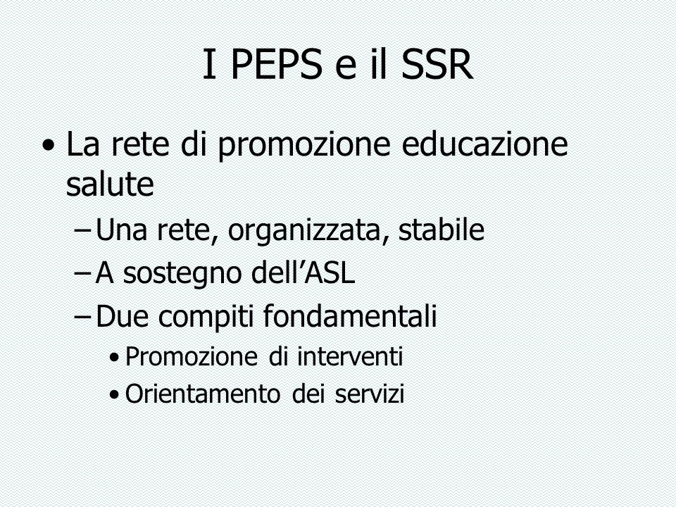 I PEPS e il SSR La rete di promozione educazione salute