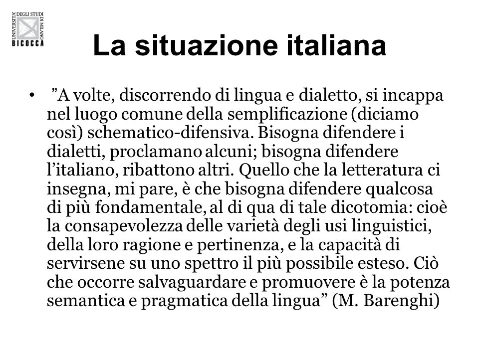 La situazione italiana
