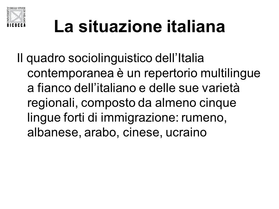 La situazione italiana