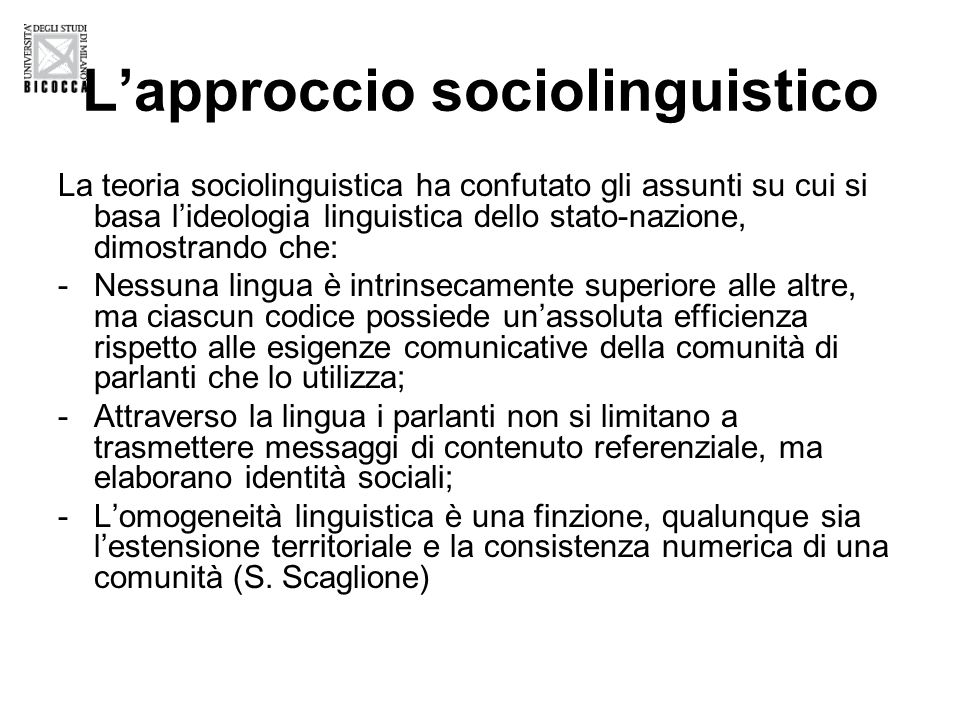 L’approccio sociolinguistico