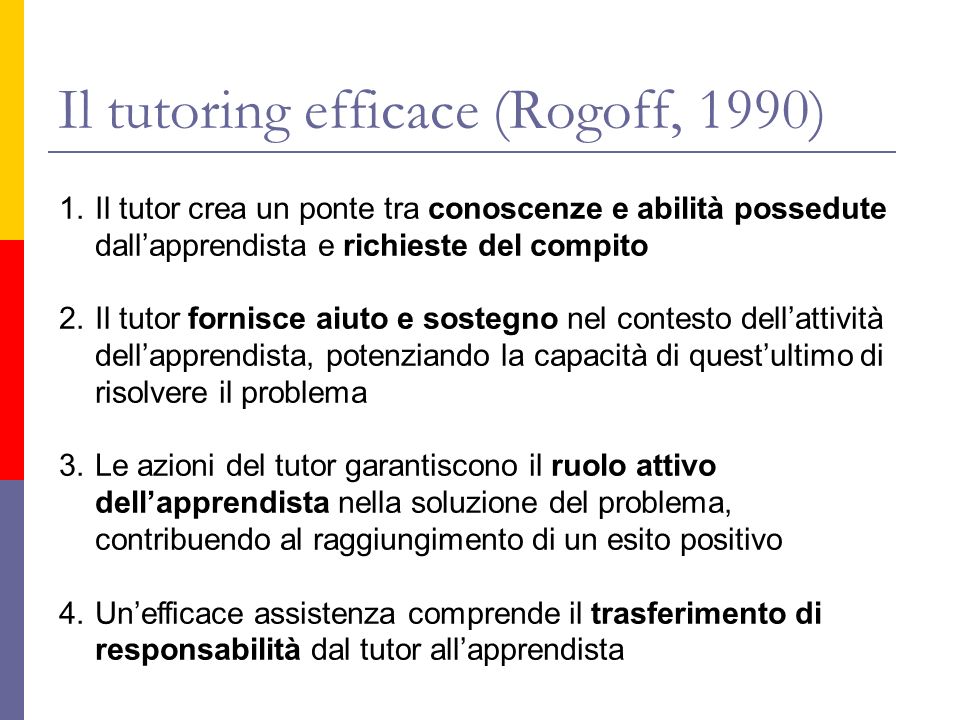 Il tutoring efficace (Rogoff, 1990)