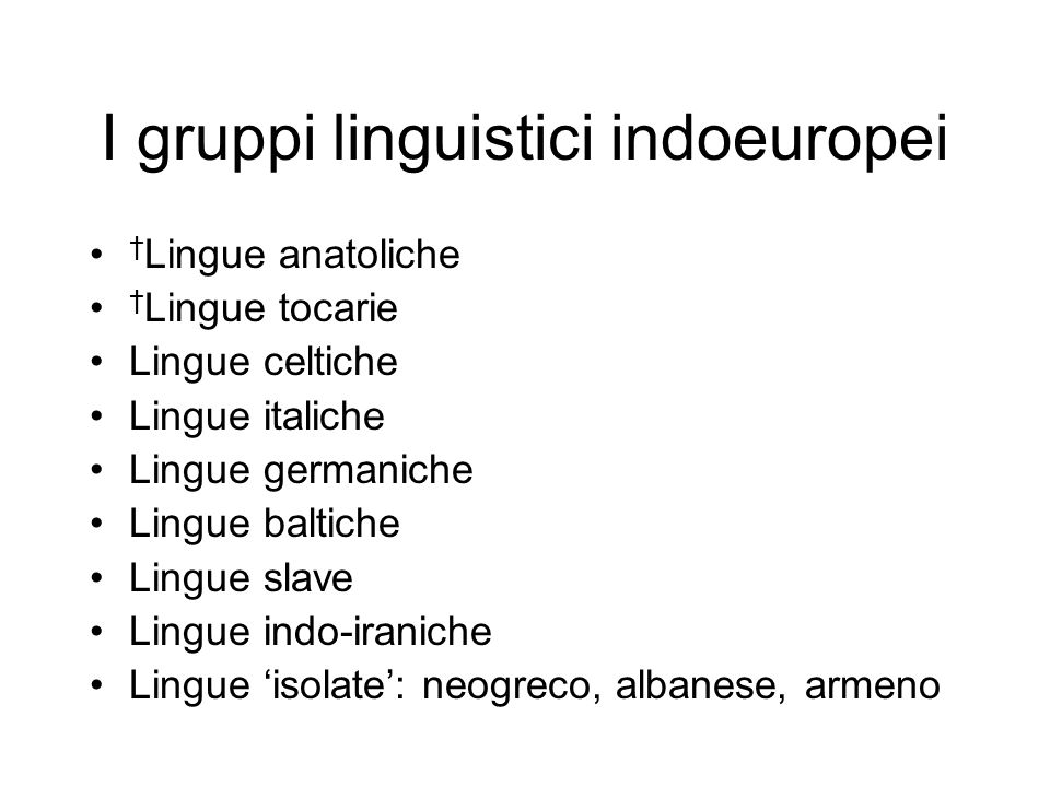 I gruppi linguistici indoeuropei