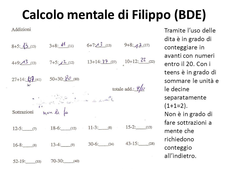 Calcolo mentale di Filippo (BDE)