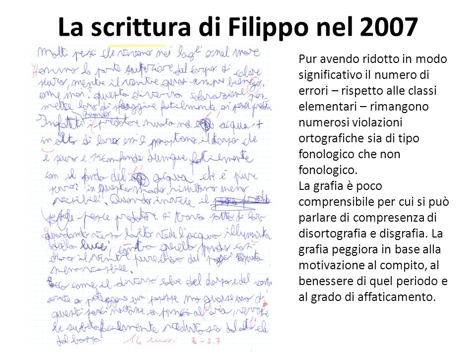 La scrittura di Filippo nel 2007