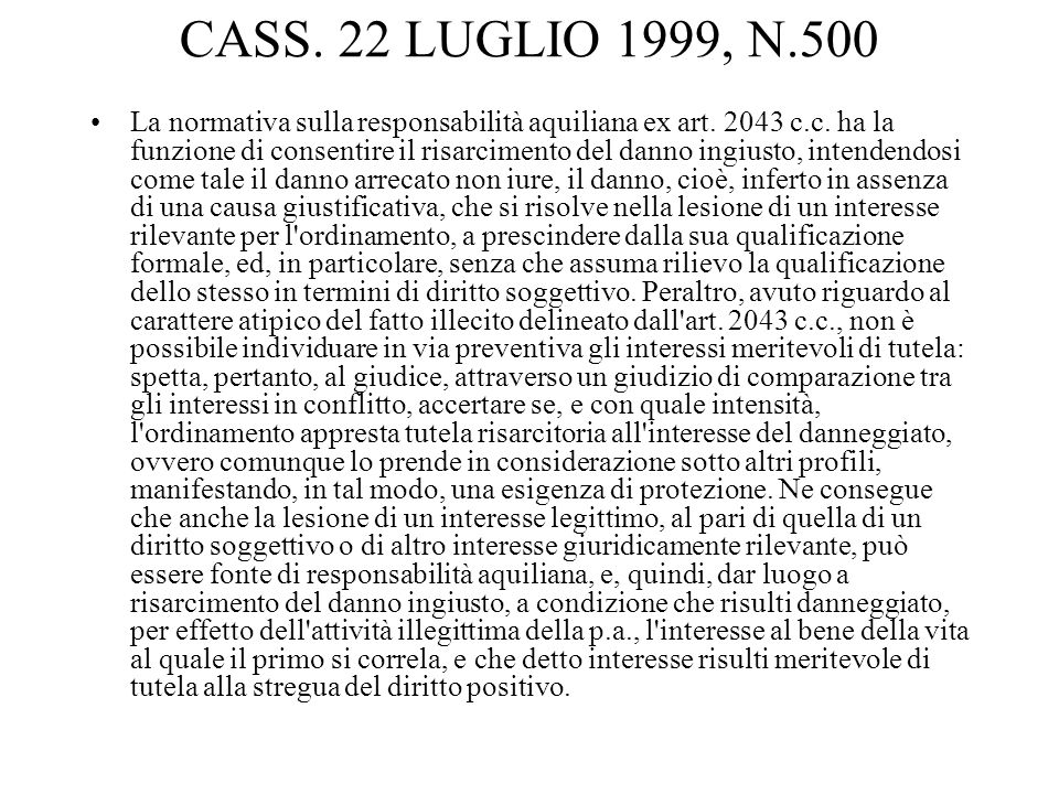 CASS. 22 LUGLIO 1999, N.500