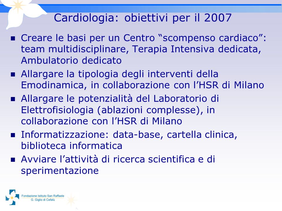 Cardiologia: obiettivi per il 2007