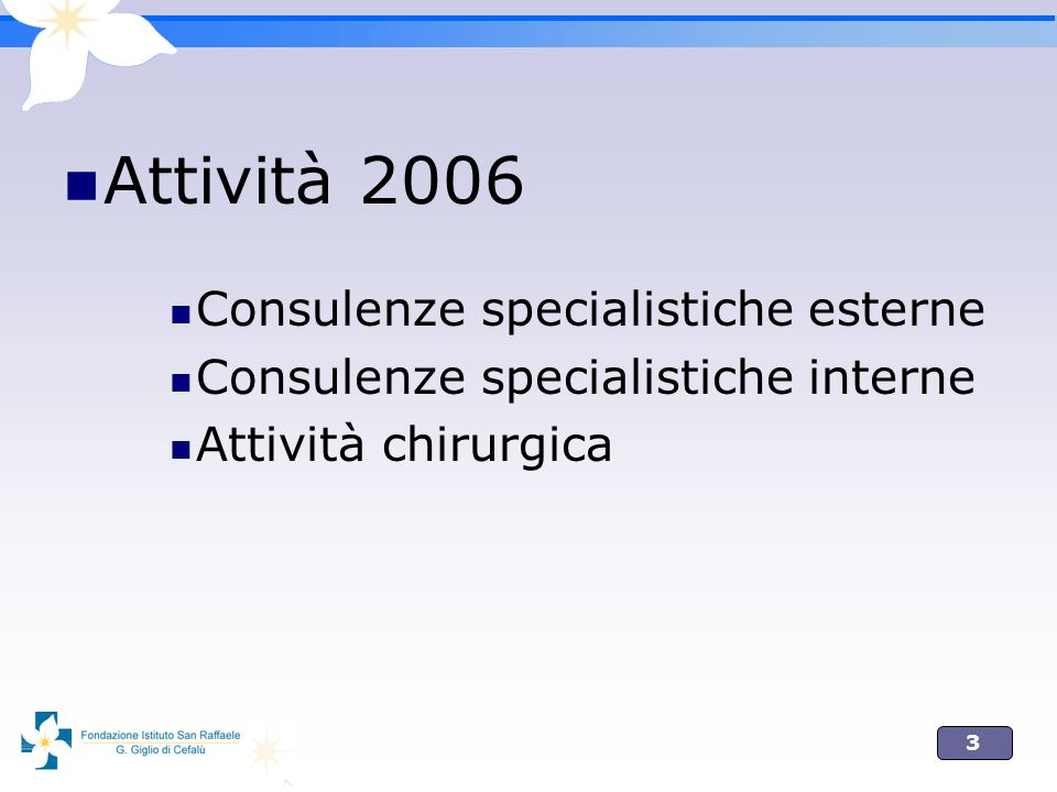 Attività 2006 Consulenze specialistiche esterne