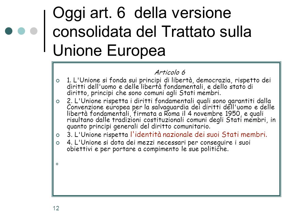 Oggi art. 6 della versione consolidata del Trattato sulla Unione Europea