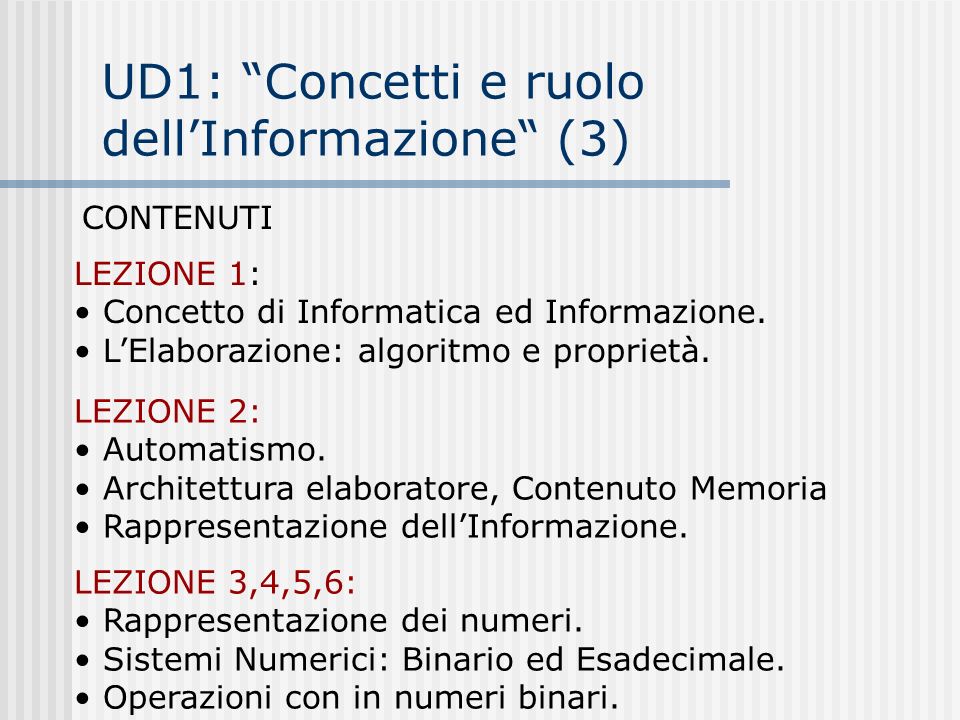 UD1: Concetti e ruolo dell’Informazione (3)