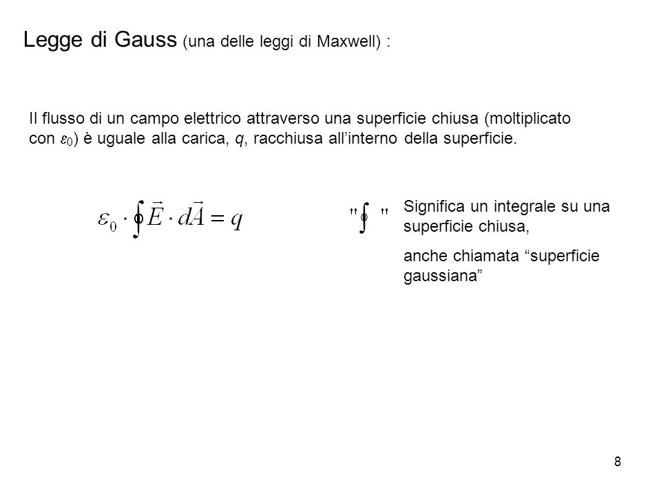 Legge di Gauss (una delle leggi di Maxwell) :
