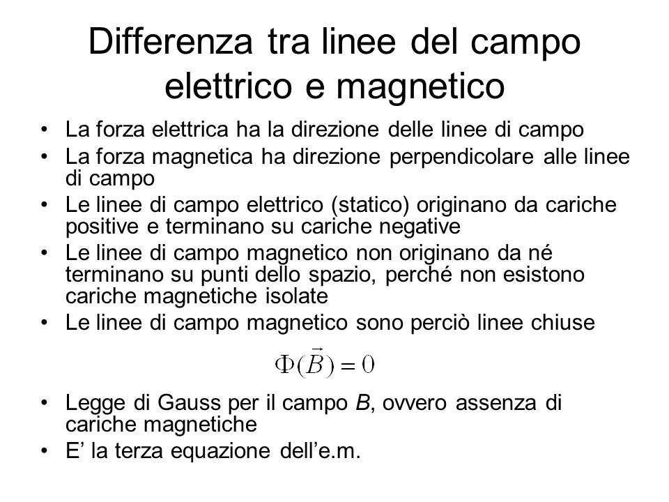 Differenza tra linee del campo elettrico e magnetico