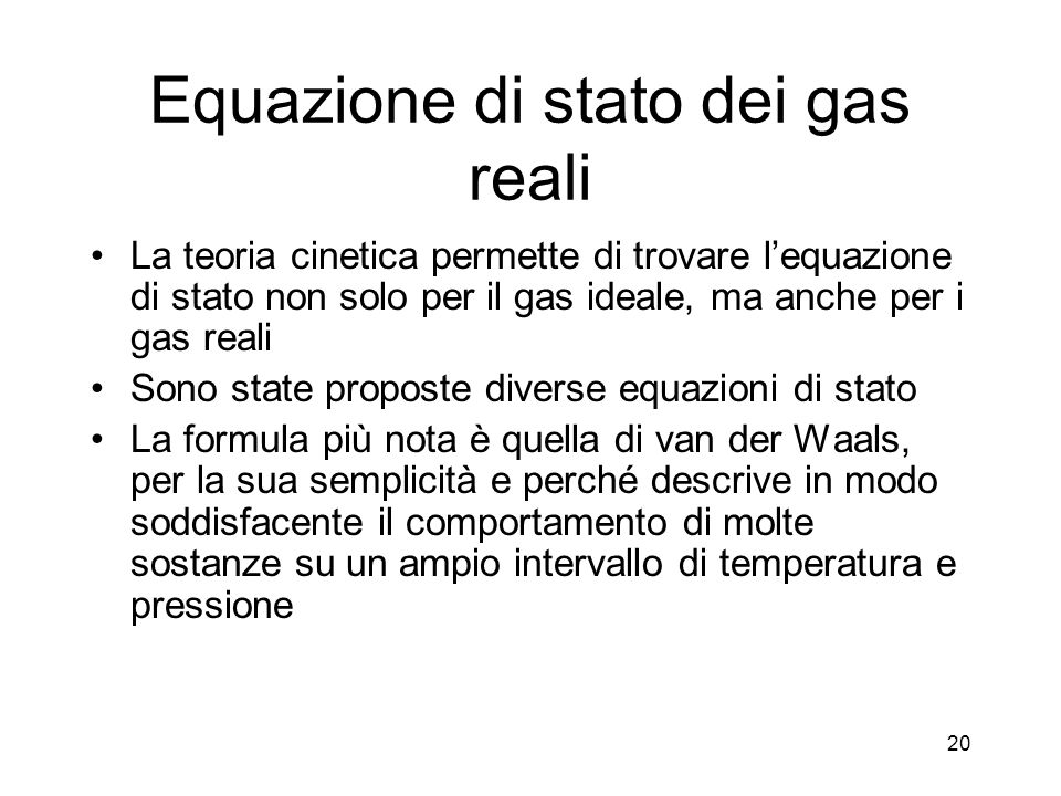 Equazione di stato dei gas reali