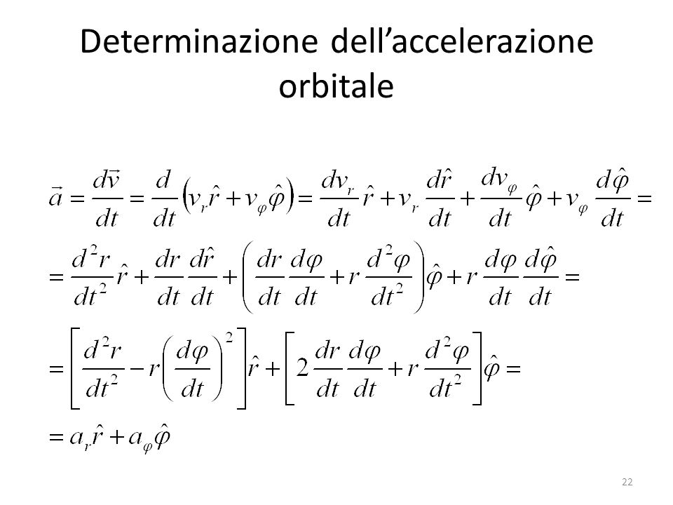 Determinazione dell’accelerazione orbitale