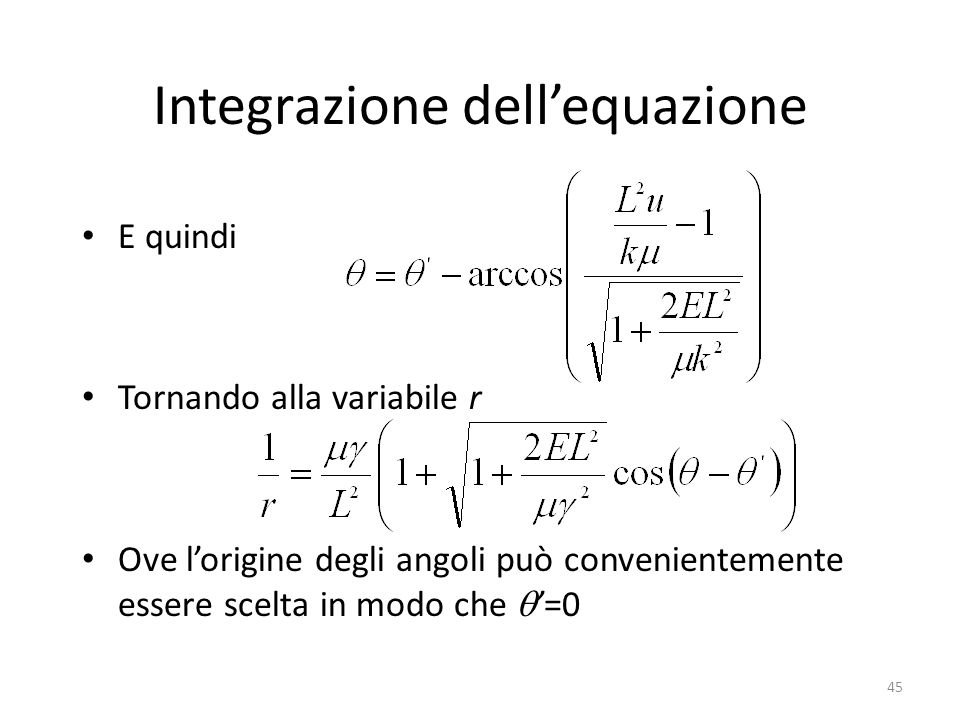 Integrazione dell’equazione