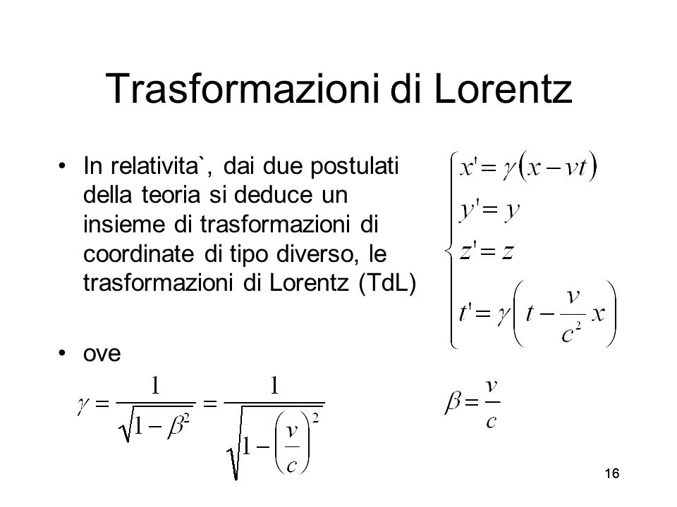 Trasformazioni di Lorentz