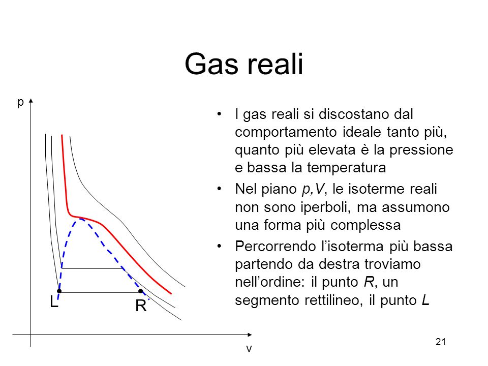 Gas reali v. p. I gas reali si discostano dal comportamento ideale tanto più, quanto più elevata è la pressione e bassa la temperatura.
