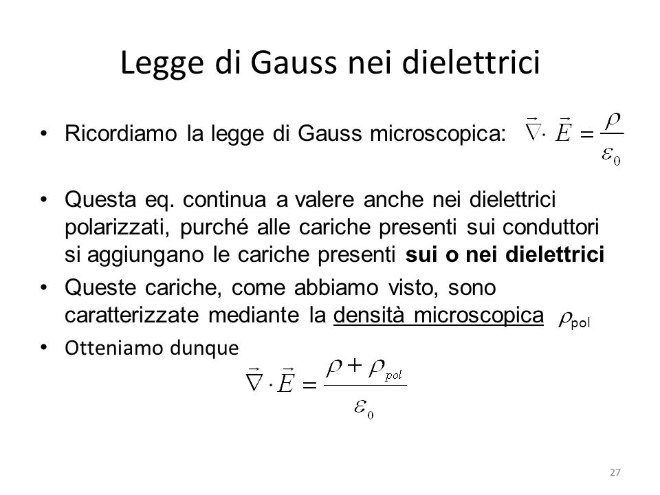 Legge di Gauss nei dielettrici