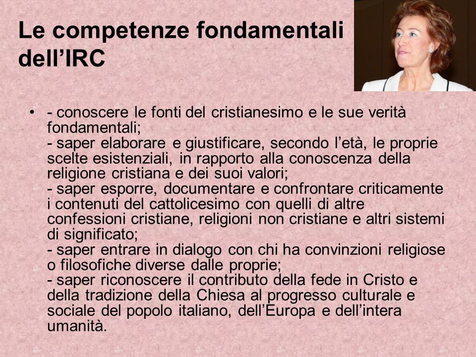 Le competenze fondamentali dell’IRC