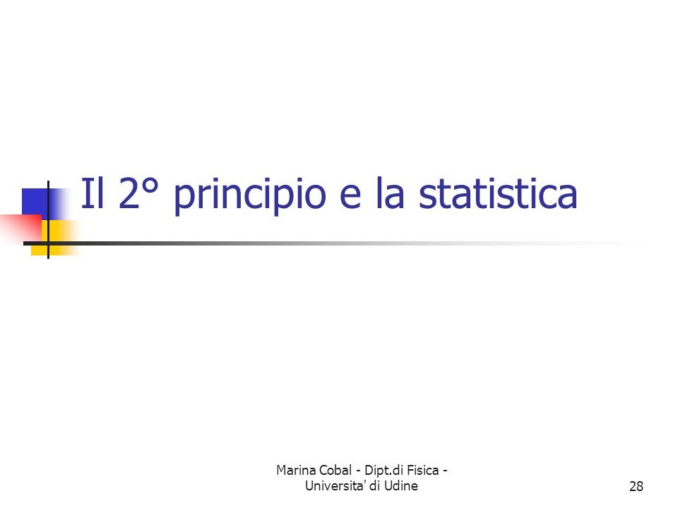 Il 2° principio e la statistica