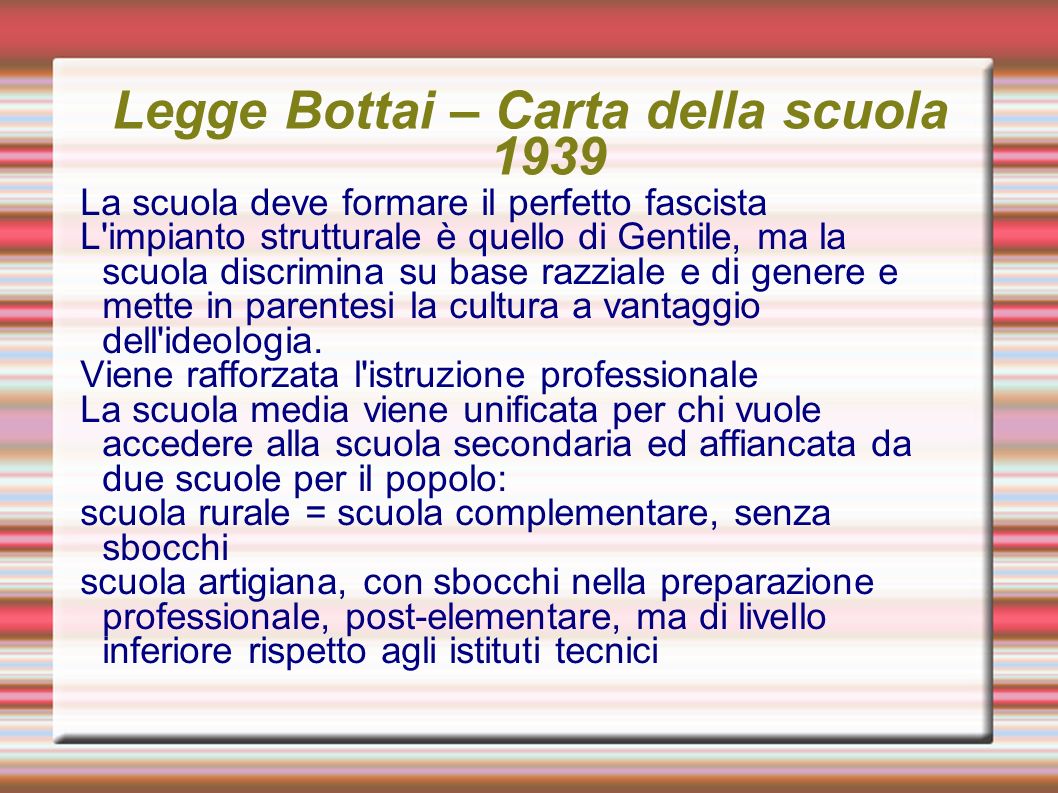Legge Bottai – Carta della scuola 1939