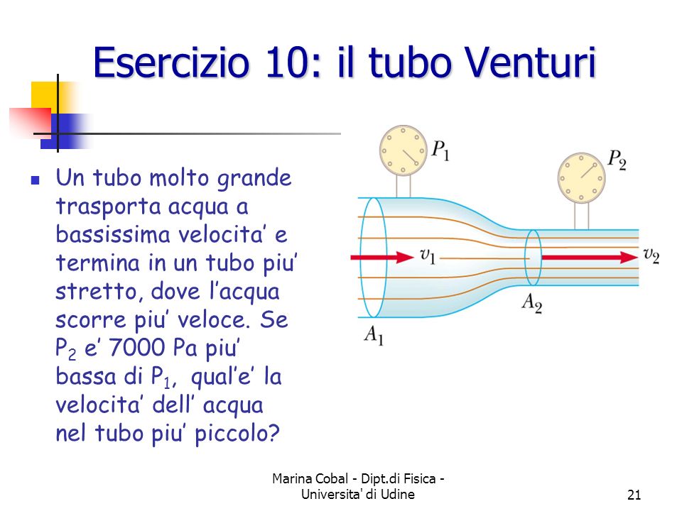 Esercizio 10: il tubo Venturi