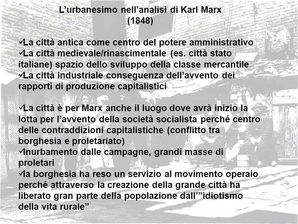 L’urbanesimo nell’analisi di Karl Marx