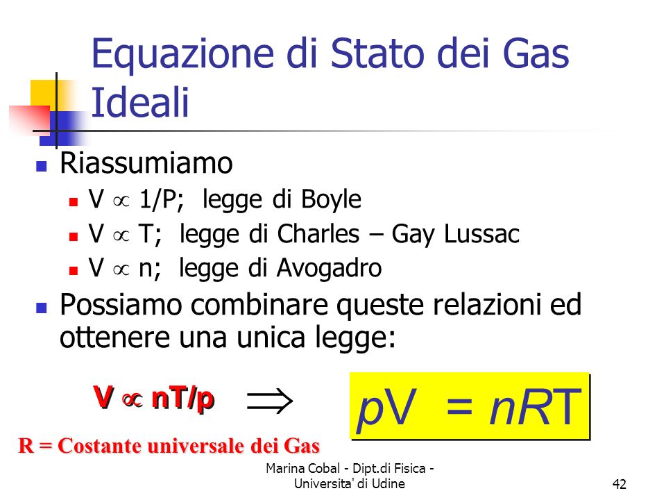 Equazione di Stato dei Gas Ideali
