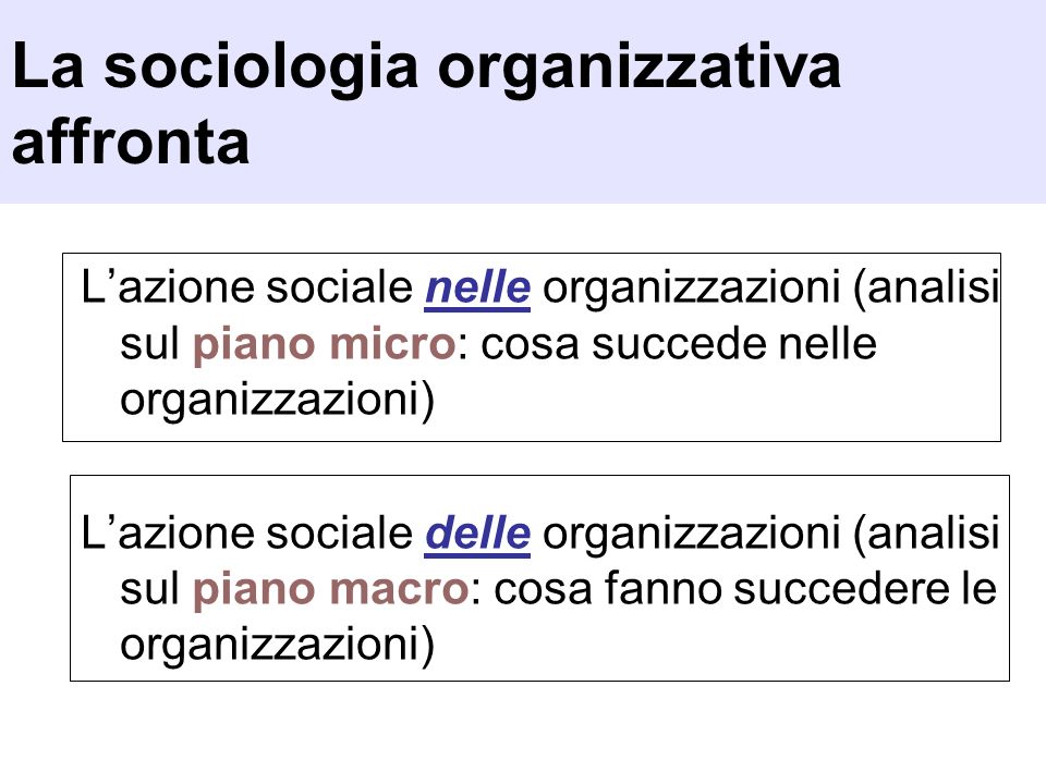 La sociologia organizzativa affronta