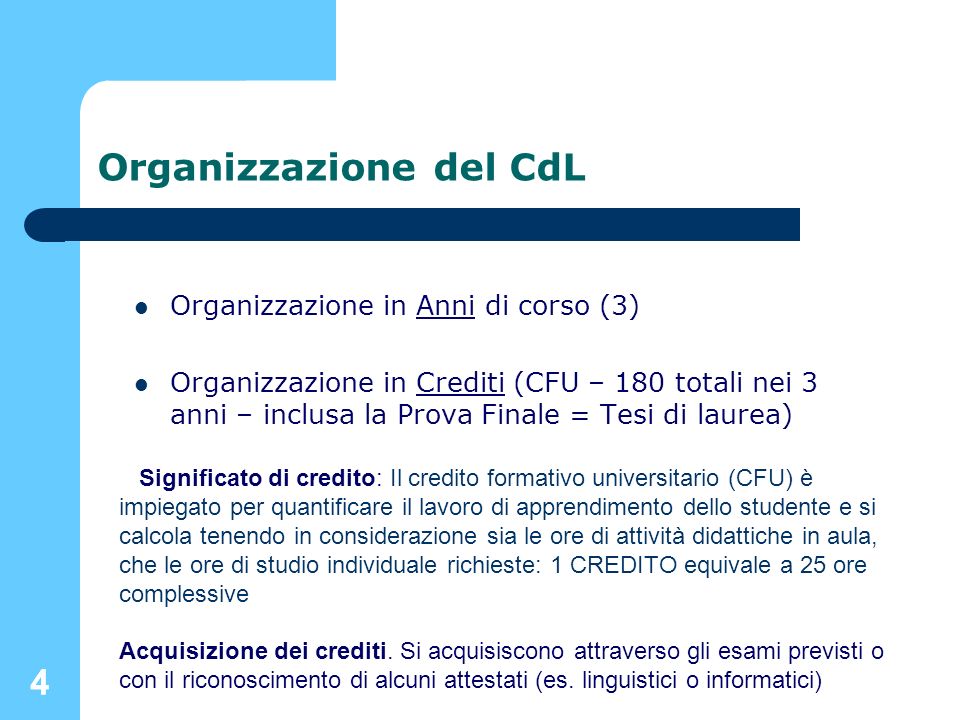 Organizzazione del CdL