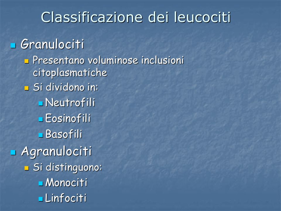 Classificazione dei leucociti
