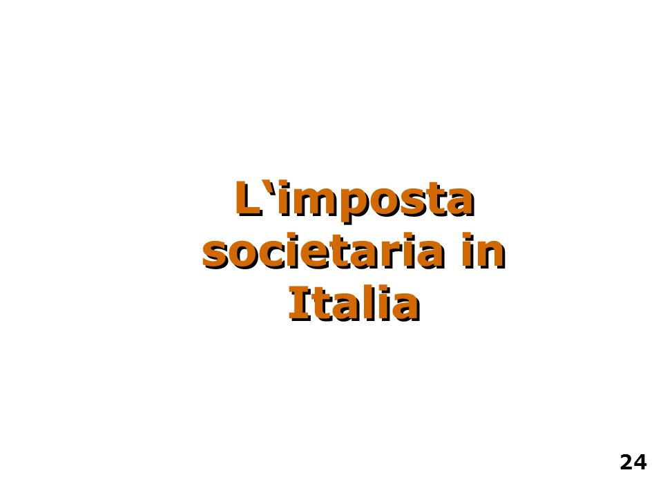 L‘imposta societaria in Italia