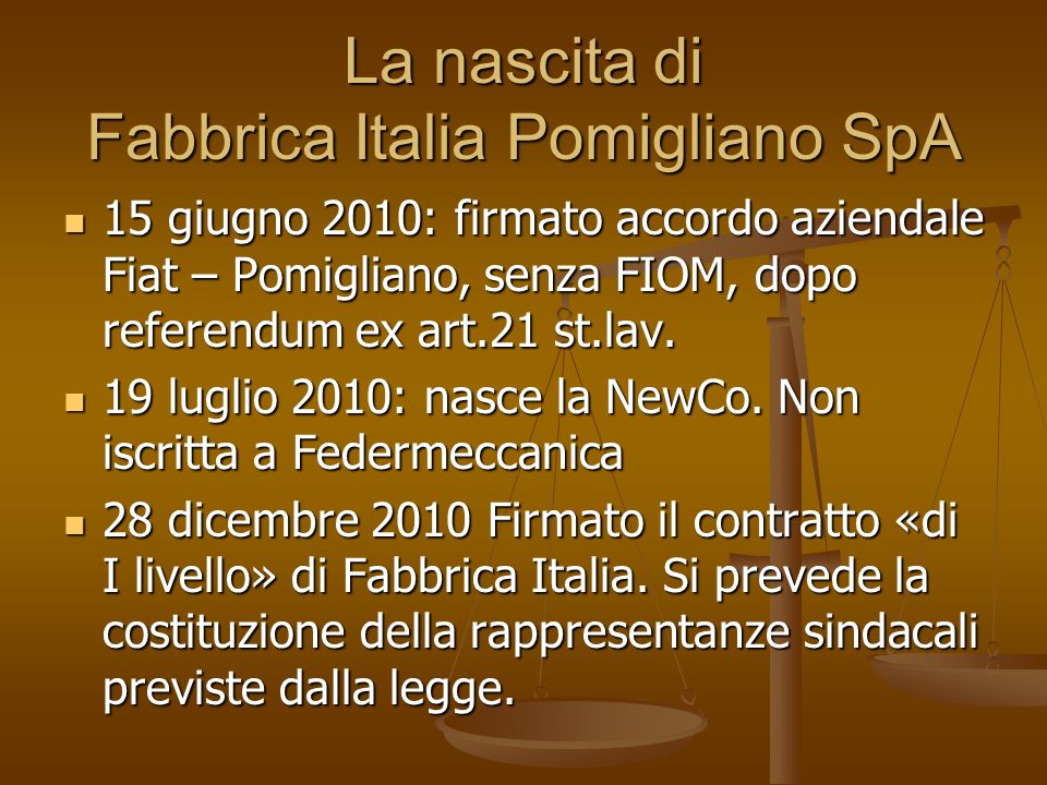 La nascita di Fabbrica Italia Pomigliano SpA