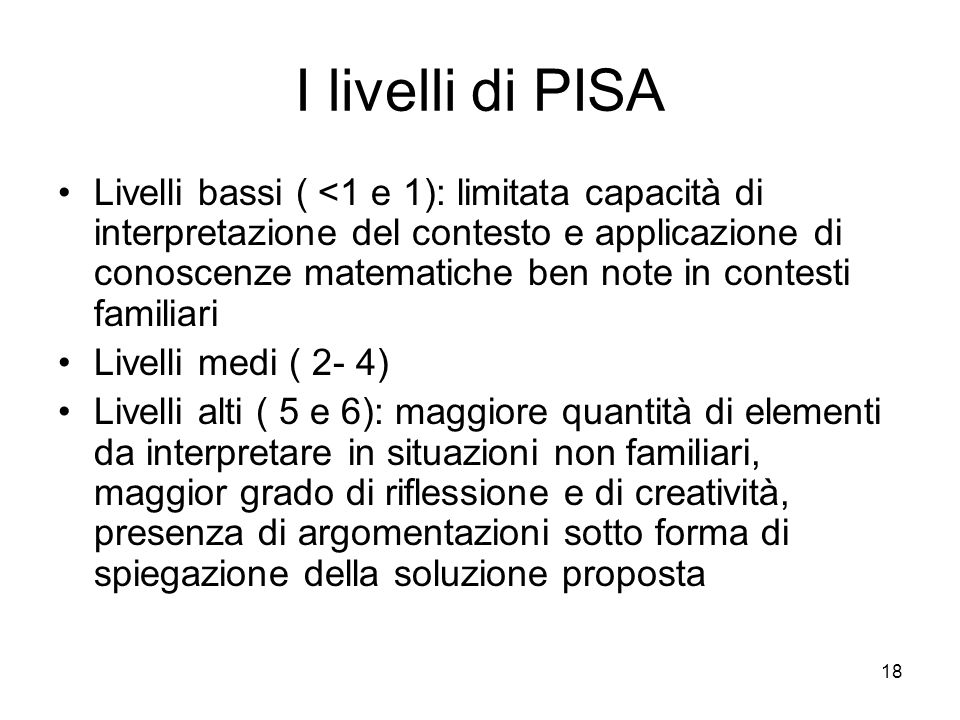 I livelli di PISA