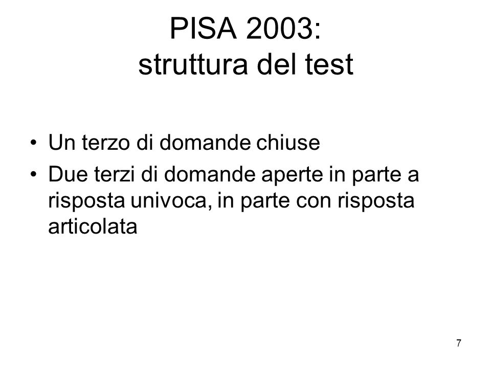 PISA 2003: struttura del test